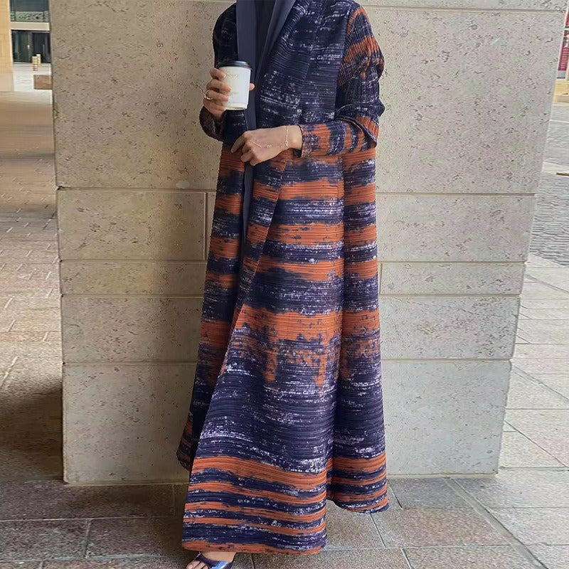Plus Size Printed Cardigan Robe Dress