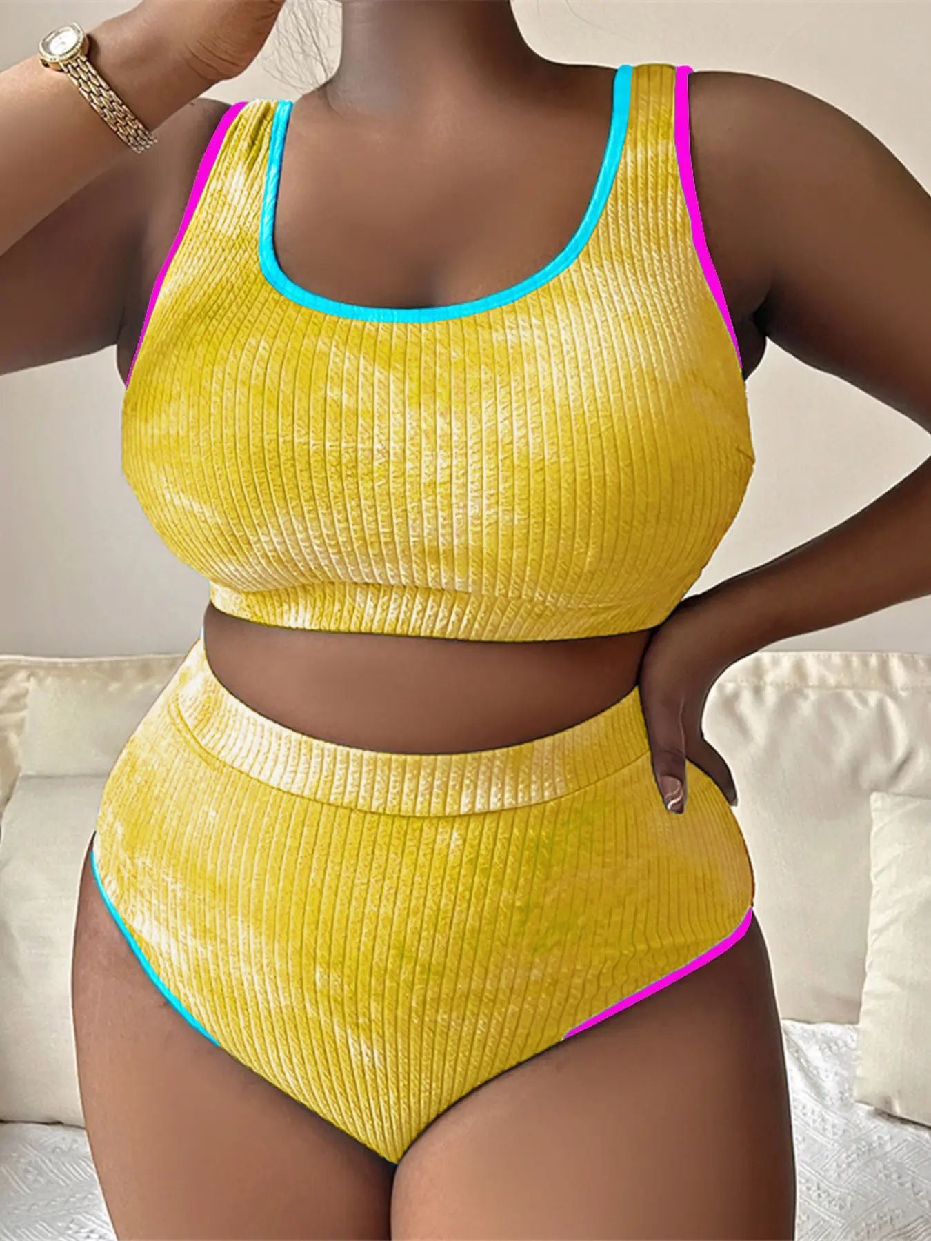 Plus Size Tie Dye Tankini Swimsuit