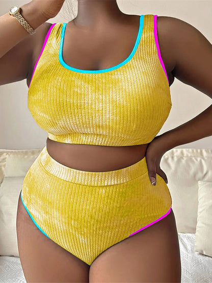 Plus Size Tie Dye Tankini Swimsuit - Plus Size Clothing