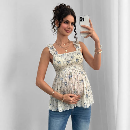 Plus Size Printed Halter Maternity Top A-Line - Plus Size Clothing