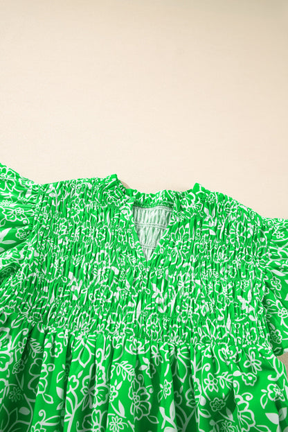 Plus Size Floral Flutter Sleeve Blouse - Plus Size XL-4XL - View 7