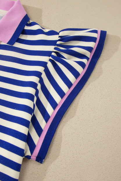 Plus Size Striped Colorblock Shift Dress V Neck - Plus Size XL-4XL - View 4