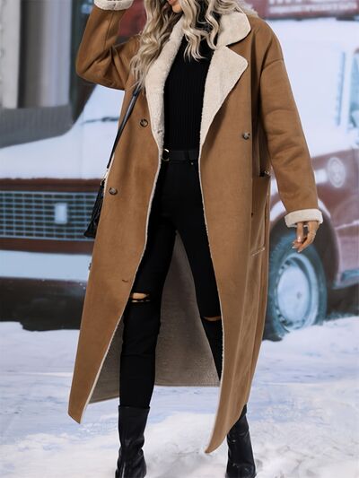 Plus Size Drop Shoulder Sherpa Longline Coat - Plus Size XL-4XL - View 1