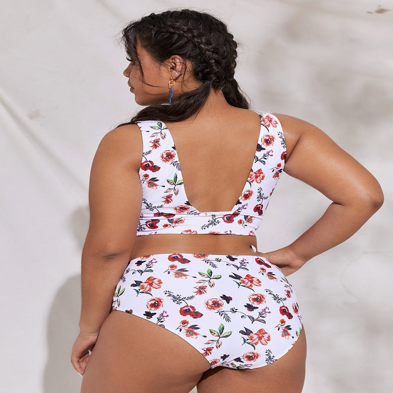 Plus Size Split Swimsuit - Plus Size Clothing