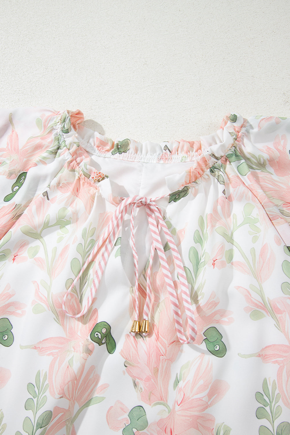 Plus Size Floral Print Striped Detail Short Dress