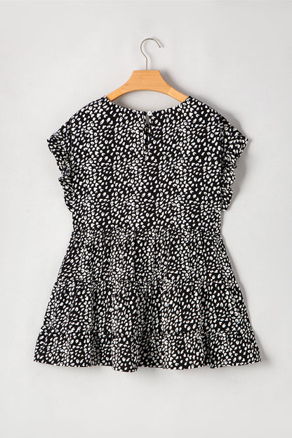 Plus Size Leopard Print Ruffled Blouse - Plus Size XL-4XL - View 8