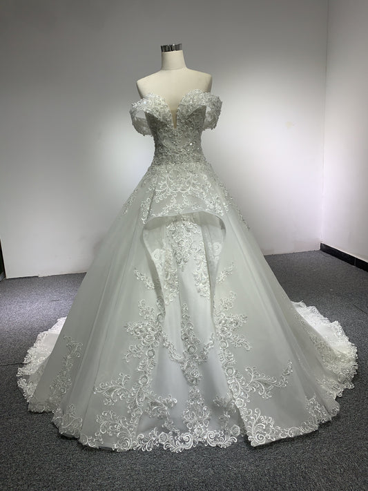 BYG fashion design off the shoulder wedding dress lace up Ball gown wedding dress BYG Wedding Factory 