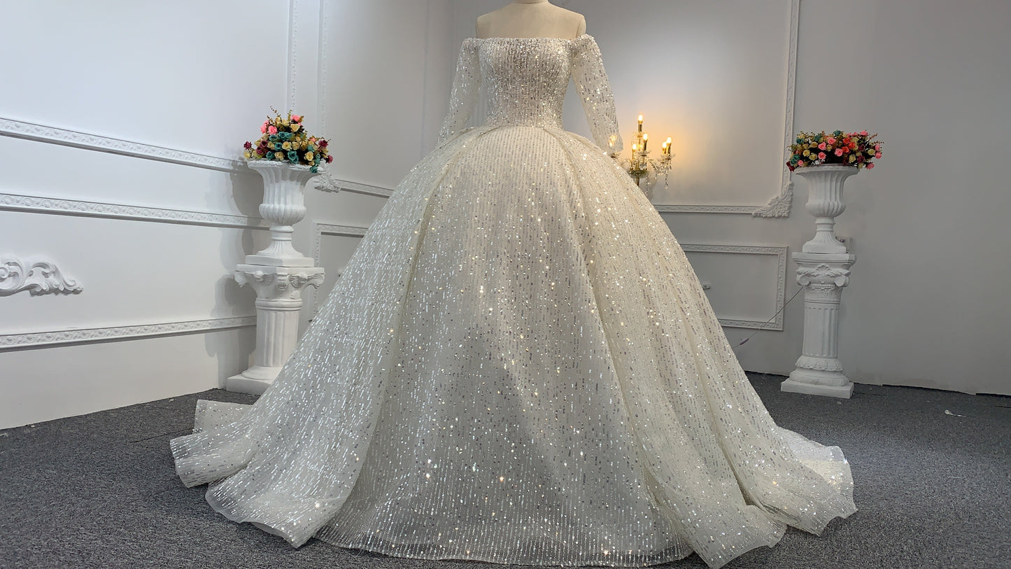 B231- BYG Squeins Beading Lace Wedding Ball Gown - Plus Size Clothing