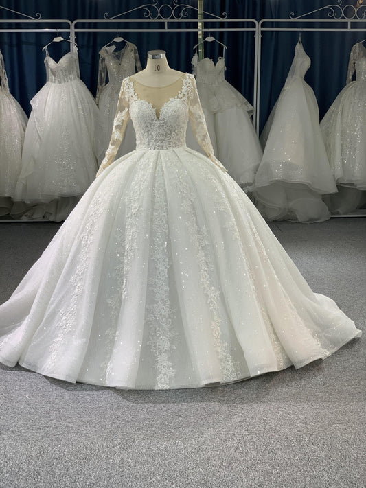 The Upper Body Beaded Luxury Long Sleeves Wedding Dress