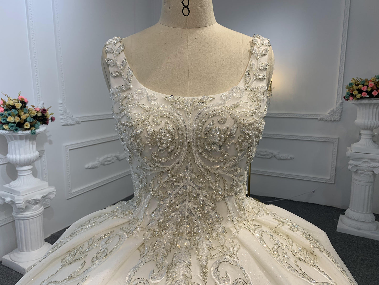 B232- BYG Luxury Beading Lace Thick lining Ball Gown - Plus Size Clothing