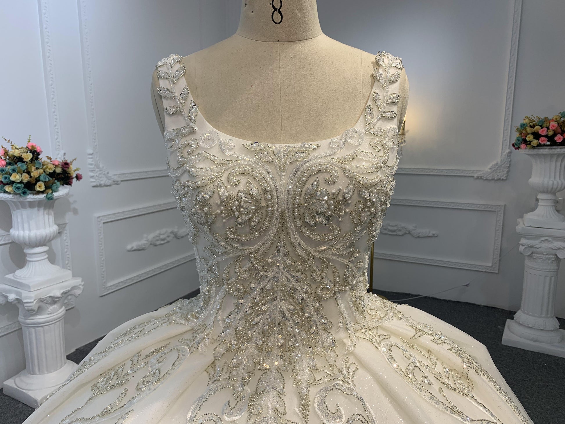 B232- BYG Luxury Beading Lace Thick lining Ball Gown - Plus Size Clothing