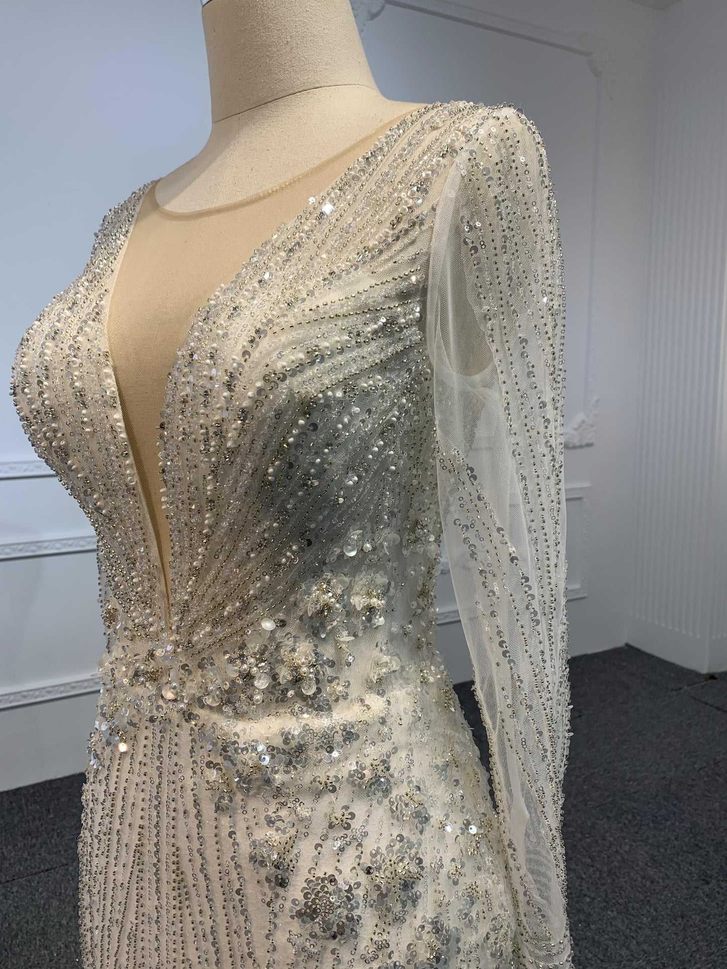 Plus Size Luxury Beading Mermaid Dress with Train