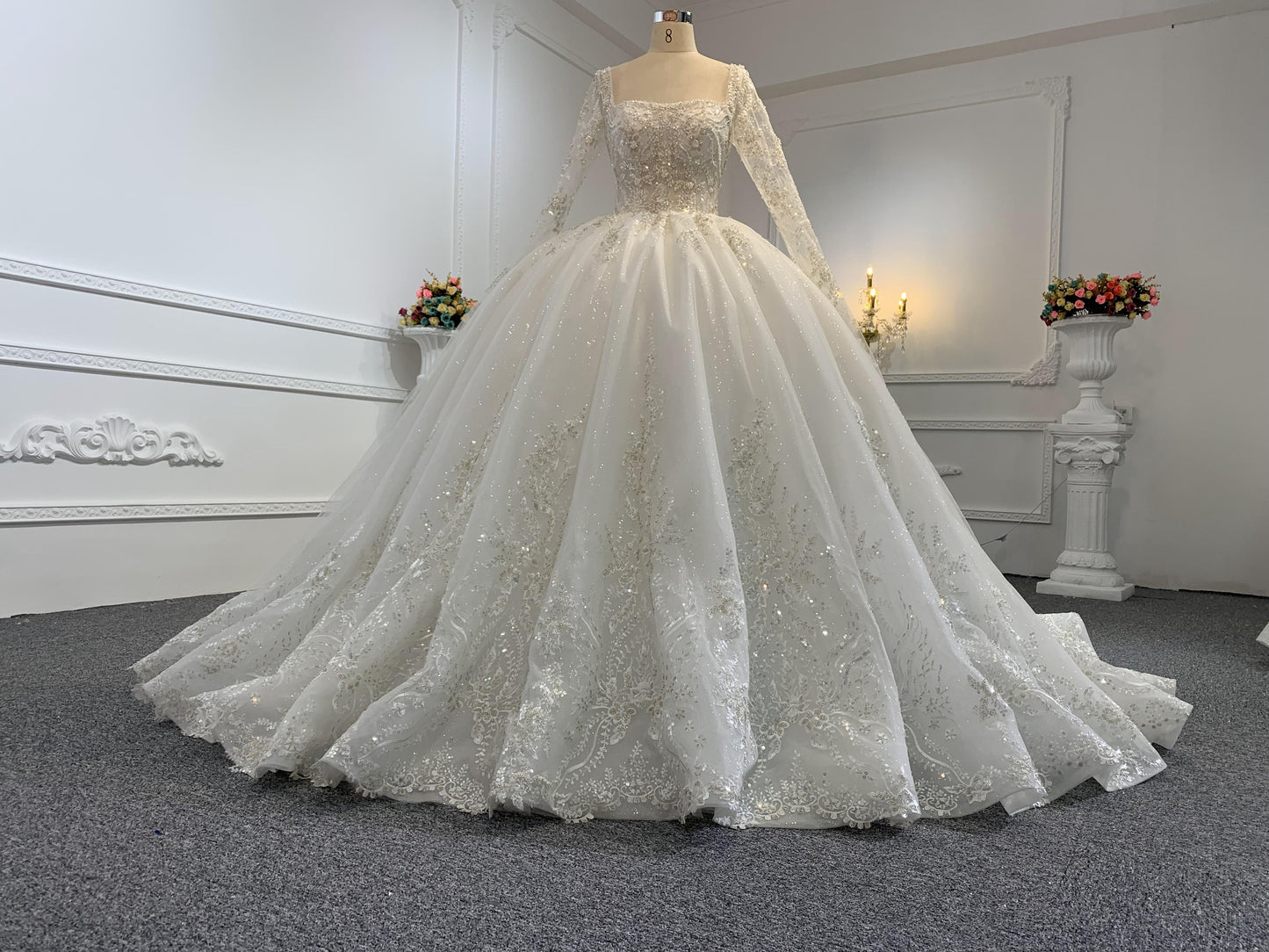 B235- BYG Sweetheart Neckline Sequins Beading Wedding Gown - Plus Size Clothing