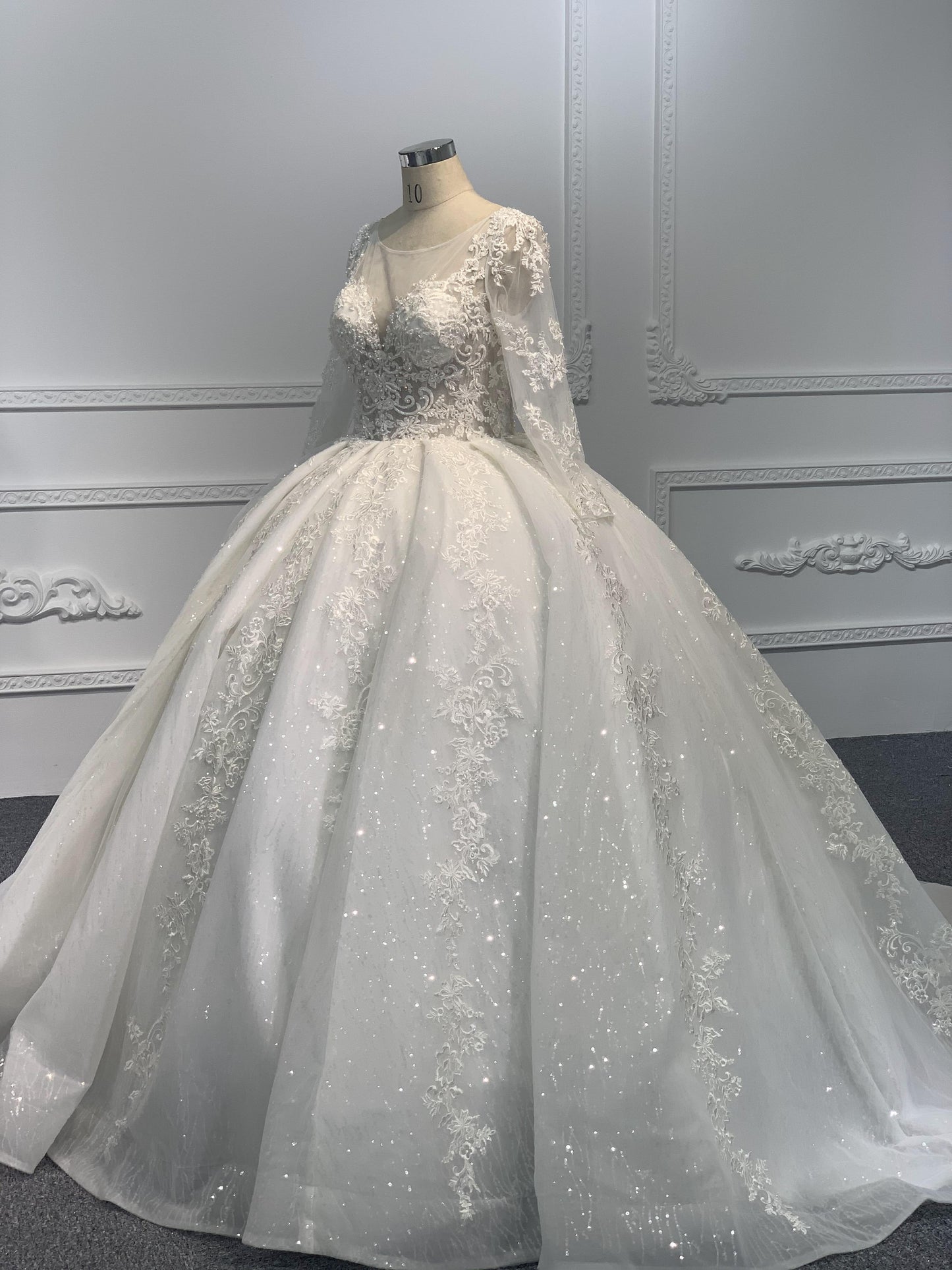 The Upper Body Beaded Luxury Long Sleeves Wedding Dress