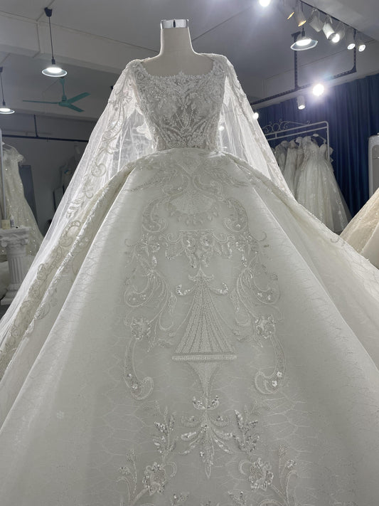 Z060- BYG ivory thick beading lace sweetheart neckline With gorgeous Shawl - Plus Size Clothing