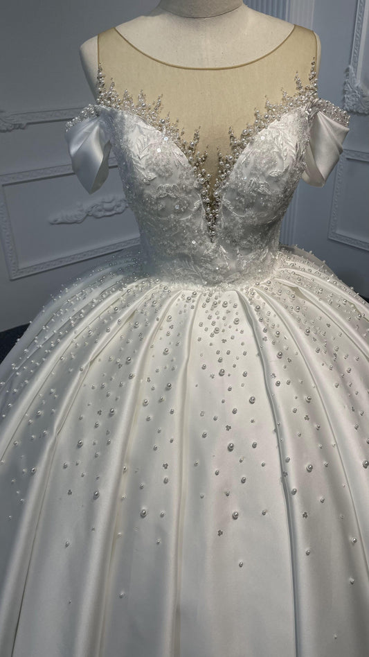 Plus Size Satin Ball Gown with Petticoat