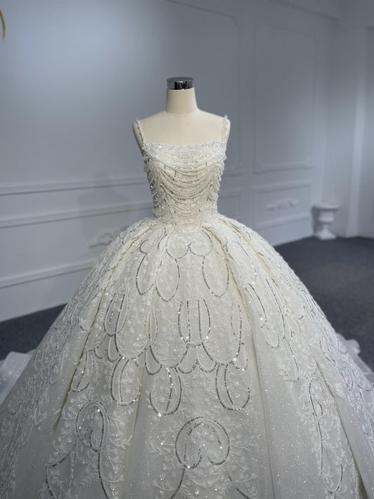 Z065- BYG  Super Luxury Pears Train Beading Ballgown - Plus Size Clothing