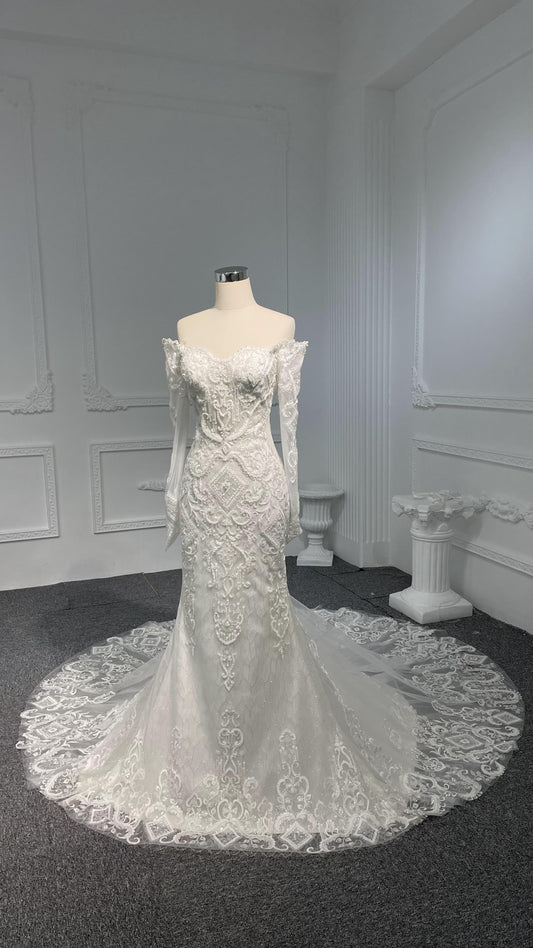 Plus Size One-Shoulder Mermaid Wedding Dress