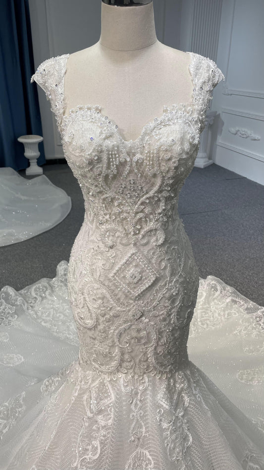 Plus Size Beaded Mermaid Wedding Dress