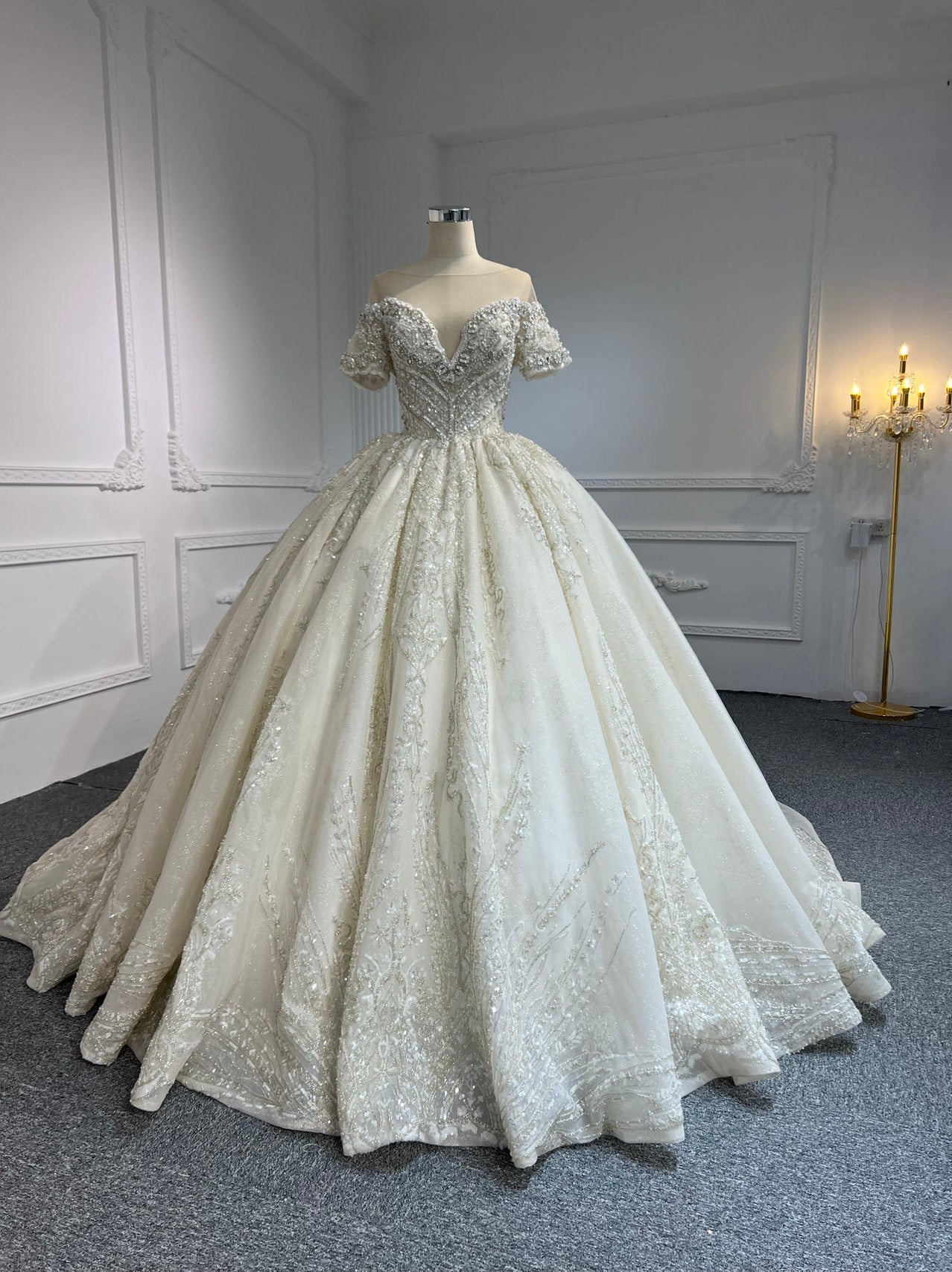 Plus Size Luxury Beaded Ball Gown Dress