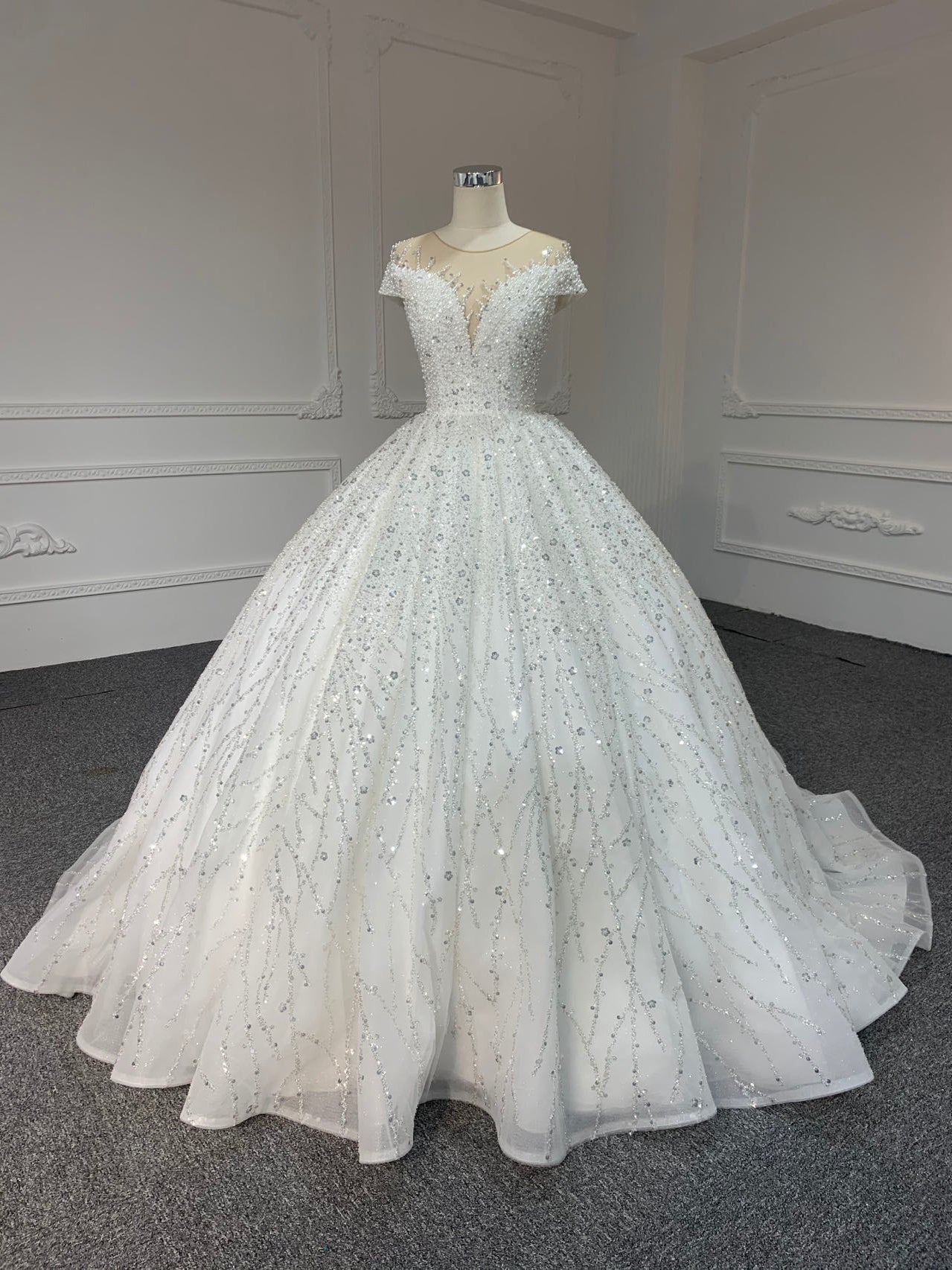 Plus Size Ballgown Tulle Beading Sequin Dress