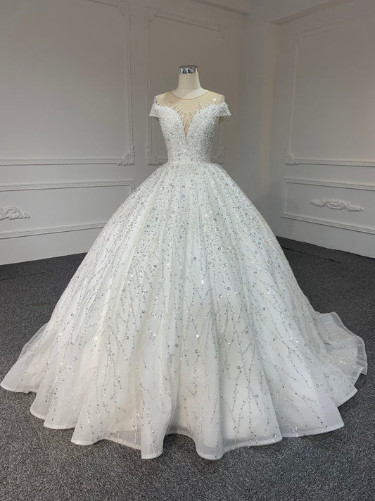 Plus Size Ballgown Tulle Beading Sequin Dress