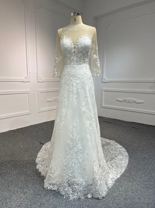 Plus Size Lace A-Line Wedding Dress Off-Shoulder