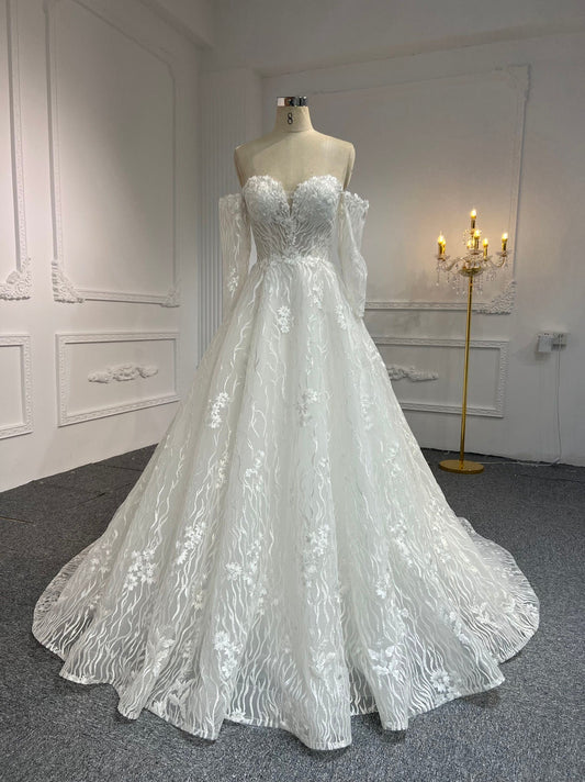Plus Size A Line Lace Wedding Dress