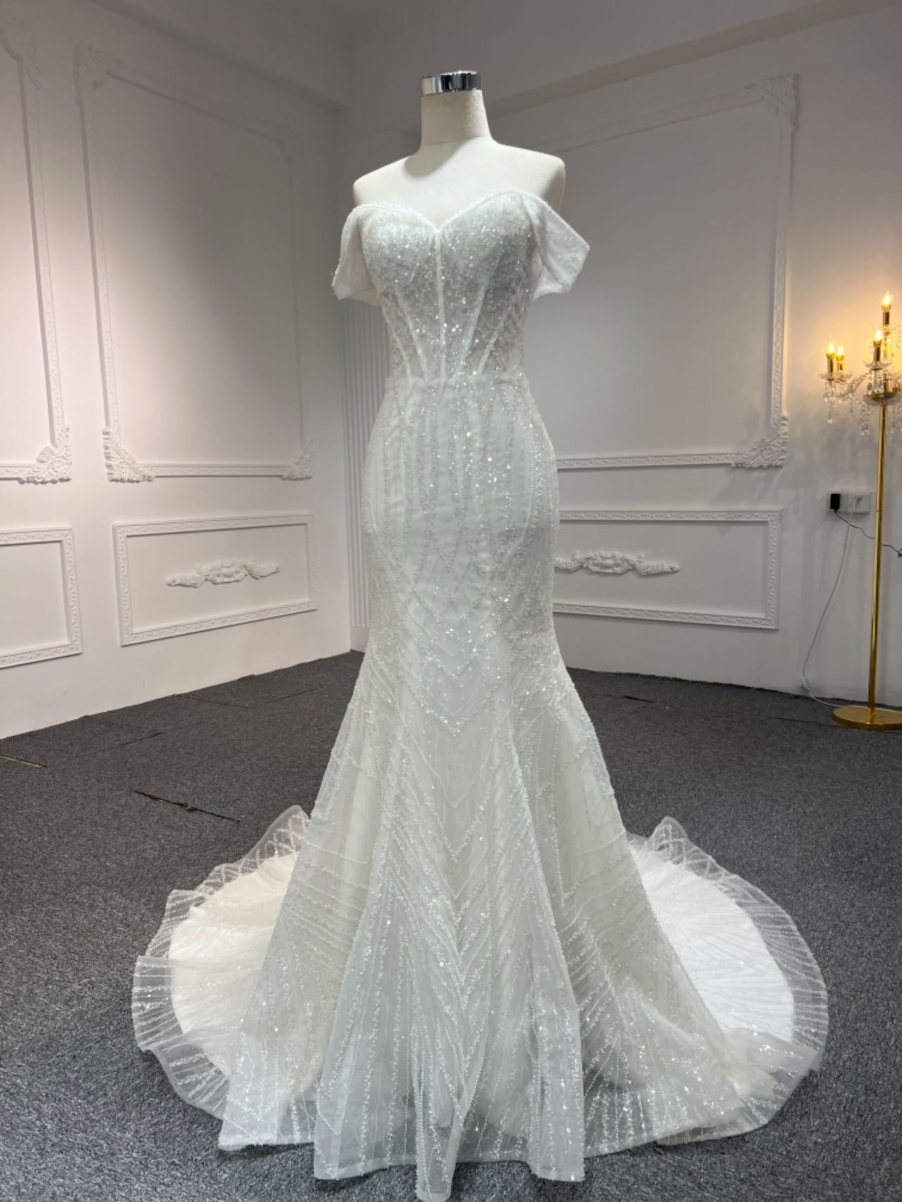 Plus Size Off Shoulder Mermaid Wedding Dress
