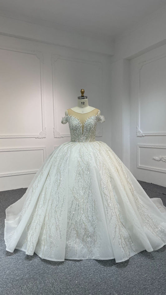 Plus Size Luxury Ball Gown with Heavy Beadings