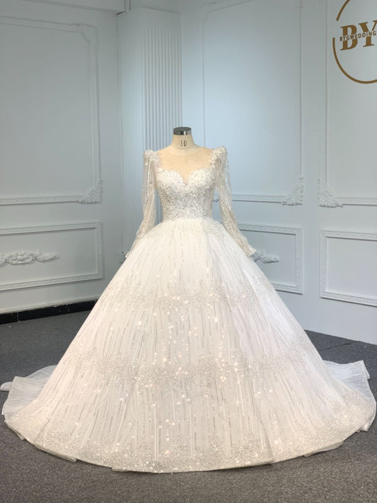 Plus Size Sweetheart Ball Gown with Long Sleeves