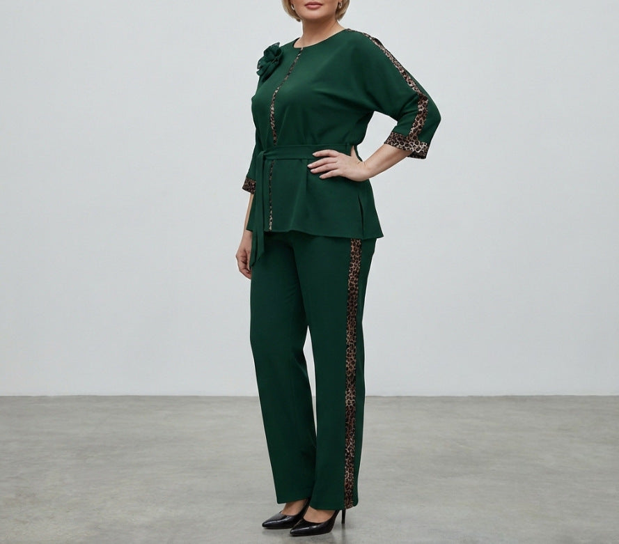 Plus Size Elegant Patchwork Casual Pant Set