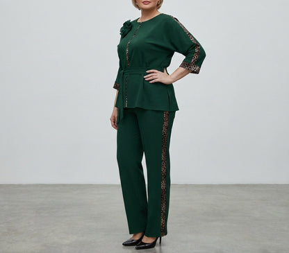 Plus Size Elegant Patchwork Casual Pant Set