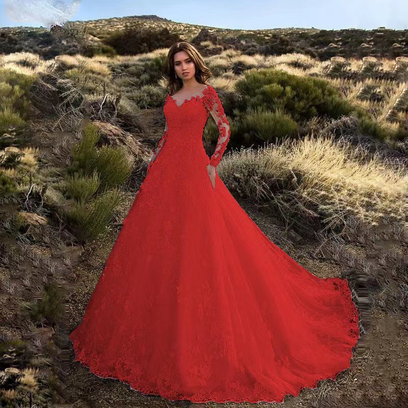 Plus Size Lace Wedding Dress with Train