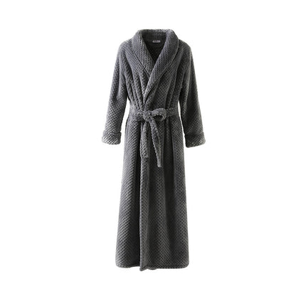 Plus Size Winter Extra Long Flannel Robe — side detail