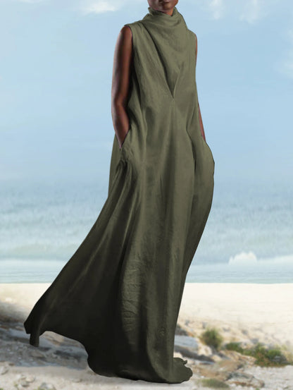 Plus Size Sleeveless Wrap Maxi Dress - Plus Size Clothing