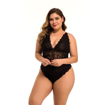 Plus Size Lace Mesh Sexy Lingerie - Plus Size XL-4XL - View 11