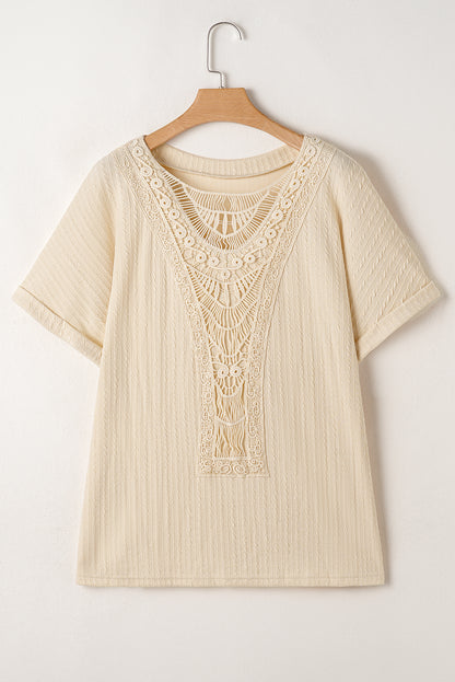 Plus Size Lace Crochet Cable Knit Top - Plus Size XL-4XL - View 7