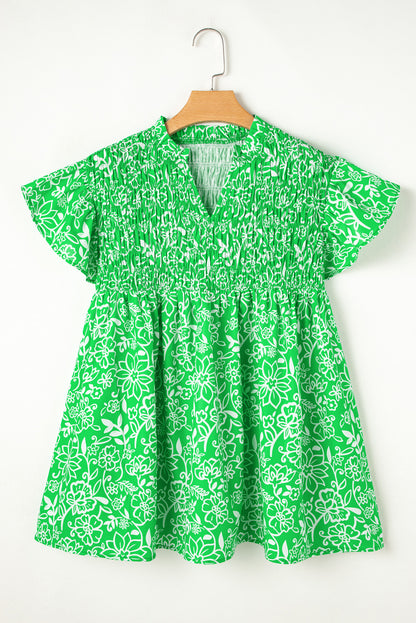 Plus Size Floral Flutter Sleeve Blouse - Plus Size XL-4XL - View 5