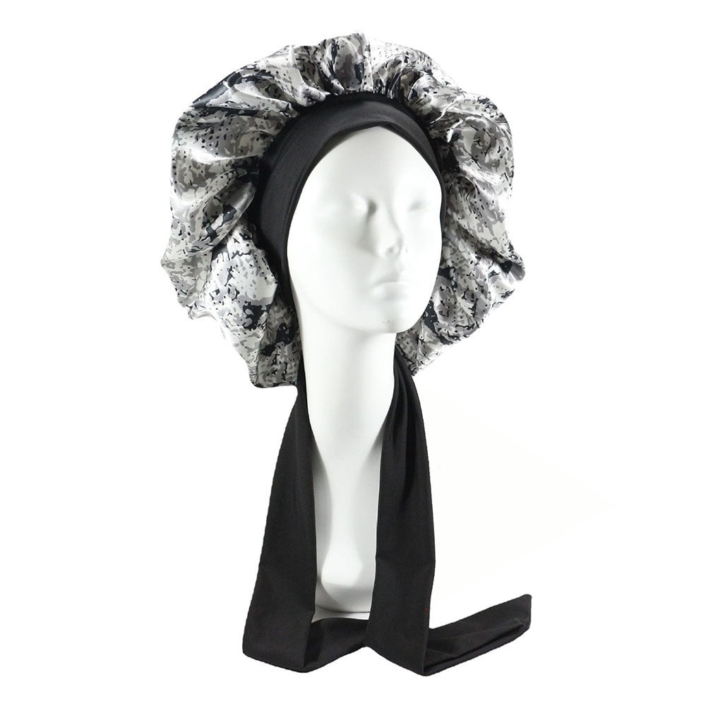 Laced Sleeping Cap Simulation Silk Home Hat Moon Cap Long Hair Care Silk Sleeping Cap Maternity Cap - Plus Size Clothing