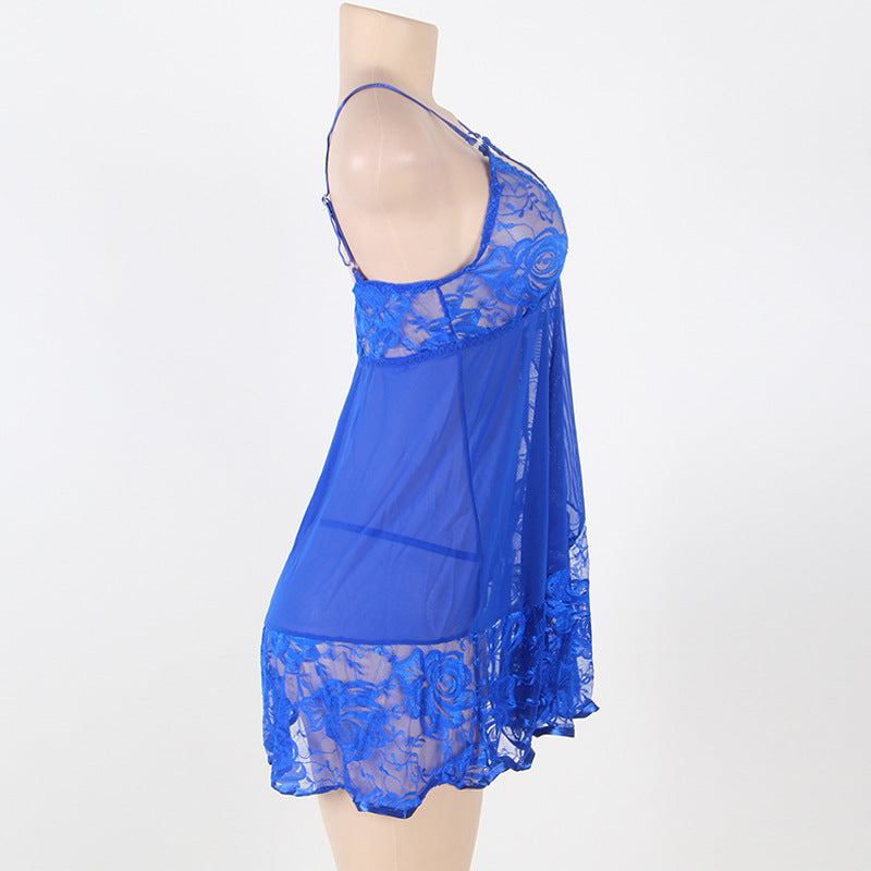 Plus Size Lace Babydoll Nightgown with G-String