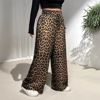 Plus Size Leopard-Print Casual Straight-Leg Pants - Plus Size XL-4XL - View 1