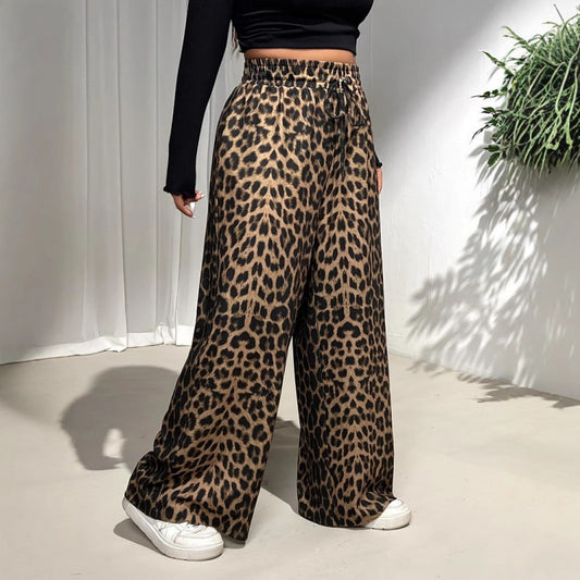 Plus Size Leopard-Print Casual Straight-Leg Pants - Plus Size XL-4XL - View 1