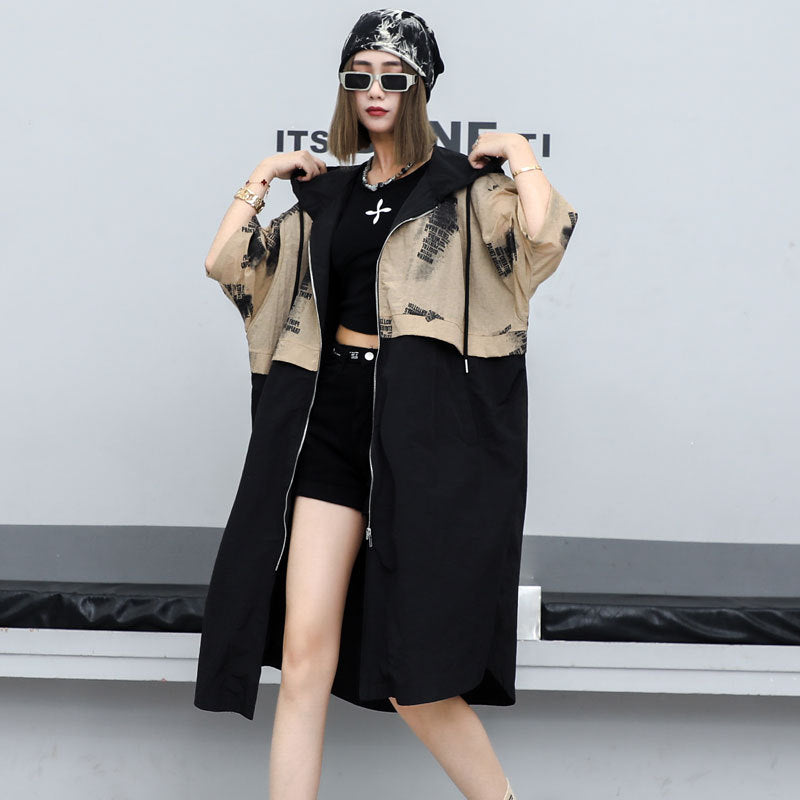 Plus Size Color Block Windbreaker Jacket