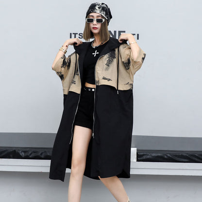 Plus Size Color Block Windbreaker Jacket