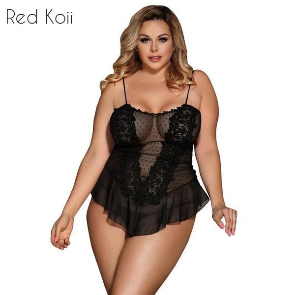 Plus Size Sexy Lace Lingerie Sleepwear - Plus Size XL-4XL - View 2