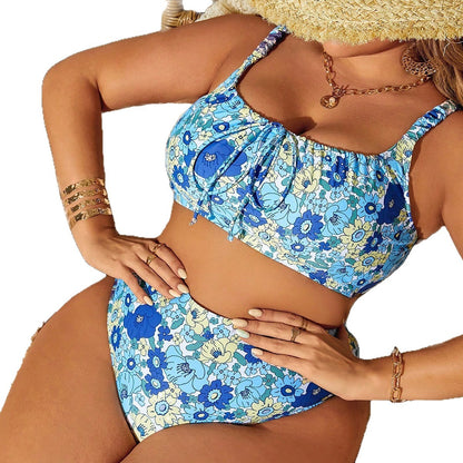 Plus Size Two-Piece Printed Bikini Swimsuit - Plus Size Clothing