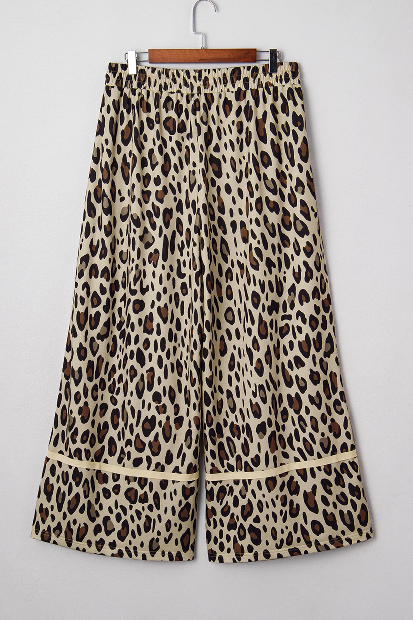 Plus Size Leopard Wide Leg Drawstring Pants