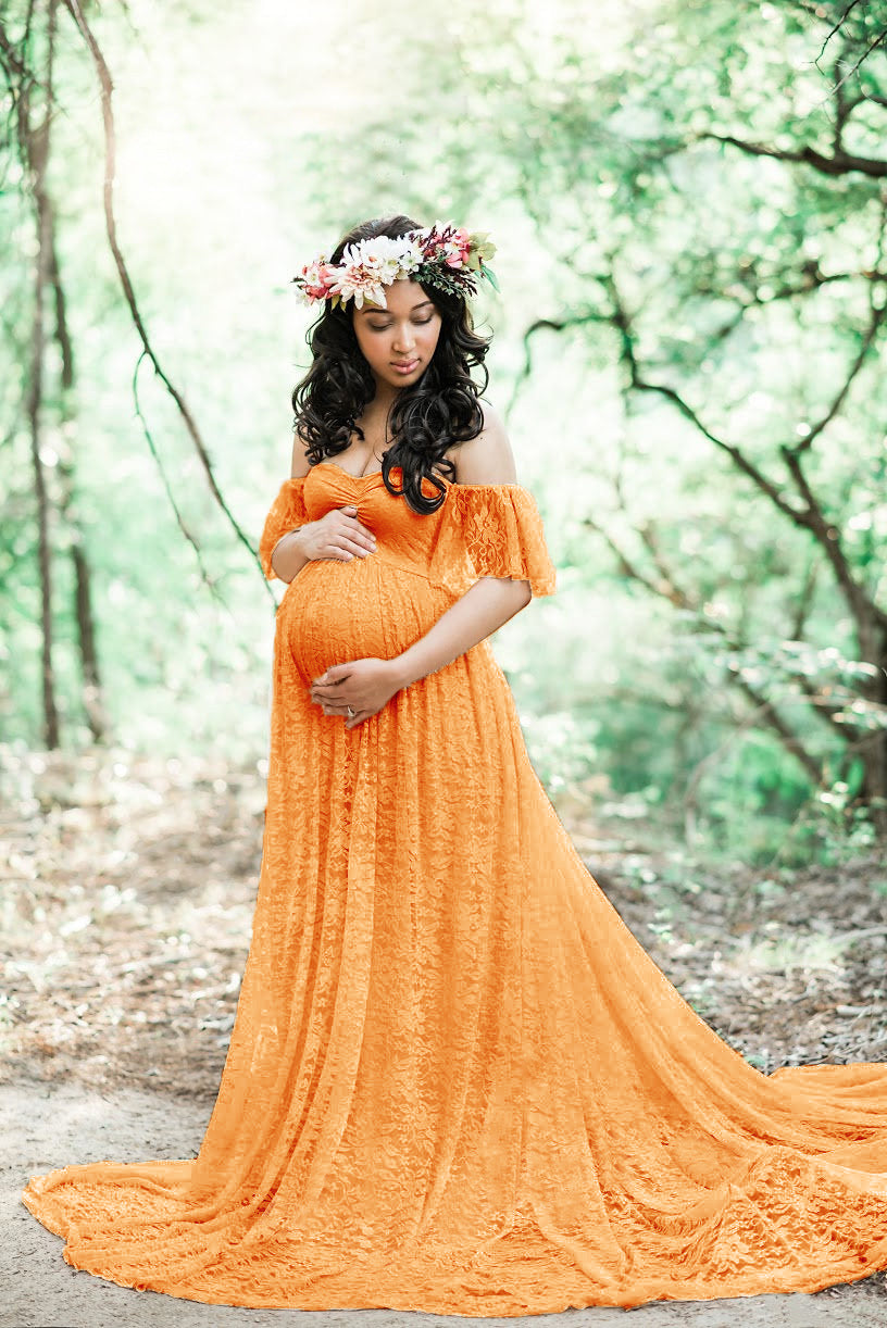 Plus Size Lace Ruffled Off-Shoulder Dress