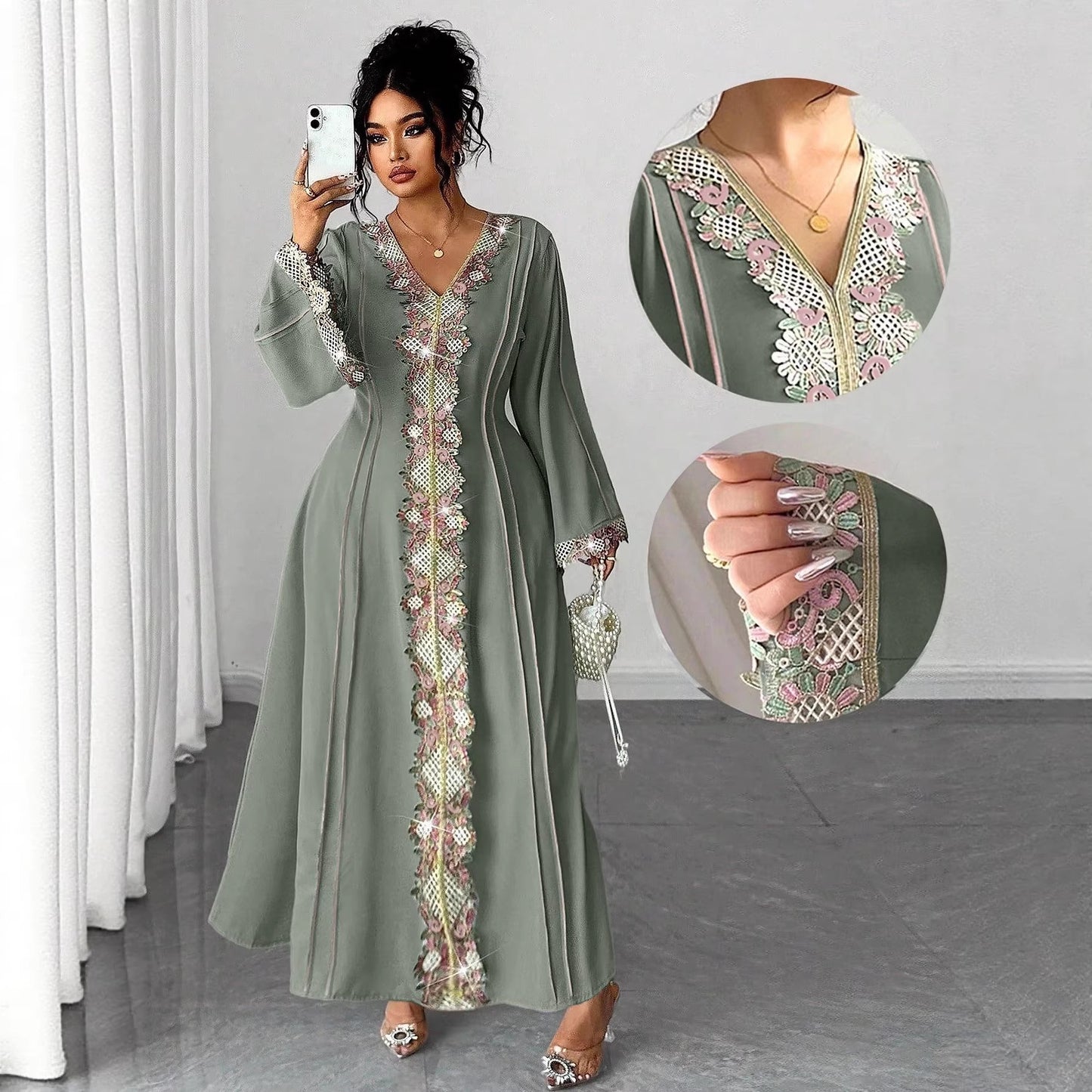 Plus Size Elegant Vintage Lace Maxi Dress